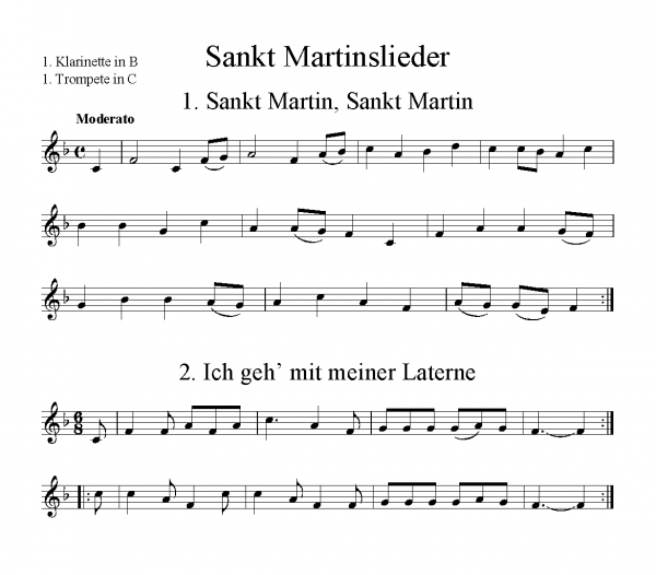 JW010 9 Sankt Martinslieder für Jugendkapelle