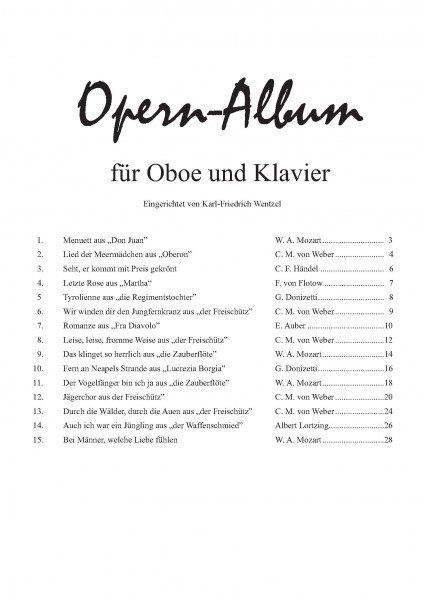 KFW-JW005 Opernalbum für Oboe und Klavier mit Melodien von u. a. Mozart