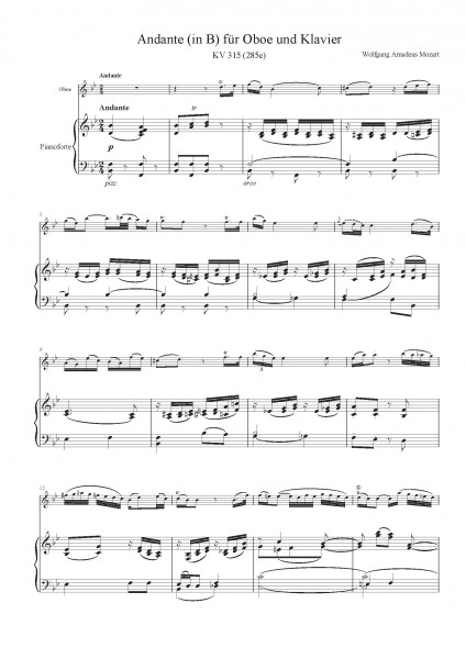KFW-JW006 Andante (in B) für Oboe und Klavier KV 315 (285e)