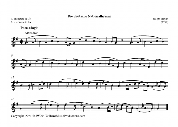 JW004 Die deutsche Nationalhymne für Bläserquintett